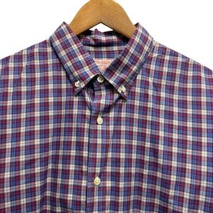 J. Press Men's Size XL Red & Blue Plaid Button Down Long Sleeve Cotton Shirt euc